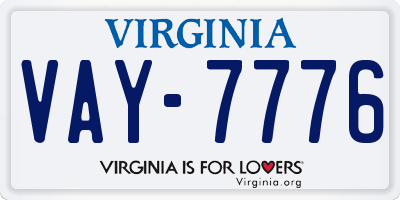 VA license plate VAY7776