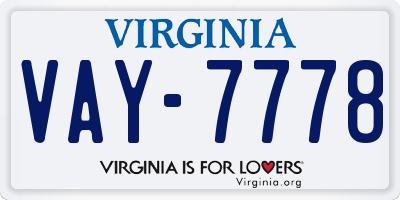 VA license plate VAY7778