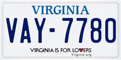 VA license plate VAY7780