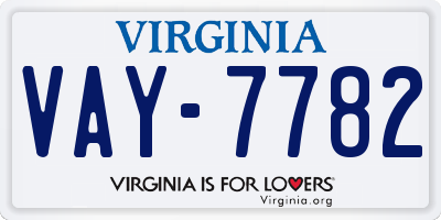 VA license plate VAY7782