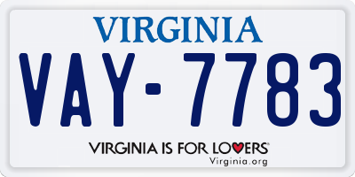 VA license plate VAY7783
