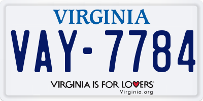 VA license plate VAY7784