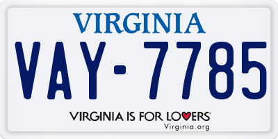 VA license plate VAY7785