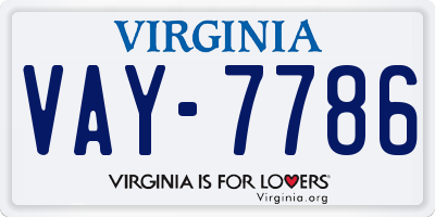 VA license plate VAY7786
