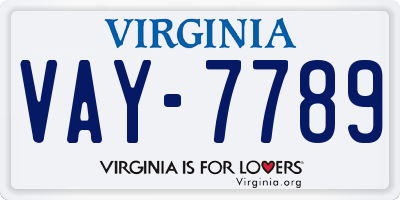 VA license plate VAY7789