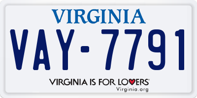 VA license plate VAY7791