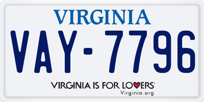 VA license plate VAY7796