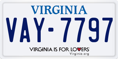 VA license plate VAY7797