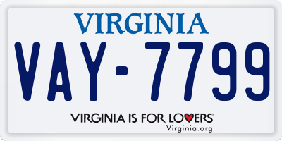 VA license plate VAY7799
