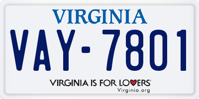 VA license plate VAY7801
