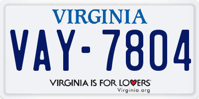VA license plate VAY7804