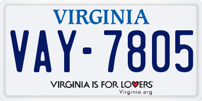 VA license plate VAY7805