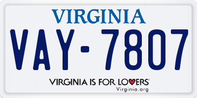 VA license plate VAY7807