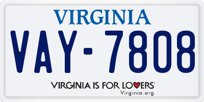 VA license plate VAY7808