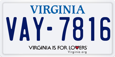 VA license plate VAY7816
