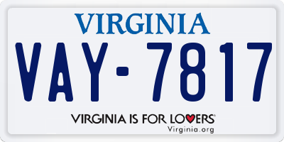 VA license plate VAY7817