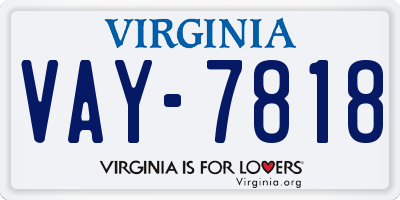 VA license plate VAY7818
