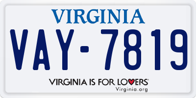 VA license plate VAY7819