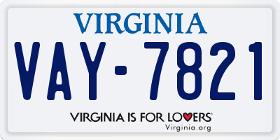 VA license plate VAY7821