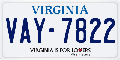 VA license plate VAY7822