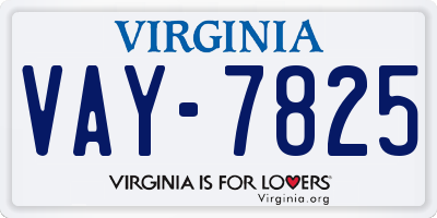 VA license plate VAY7825