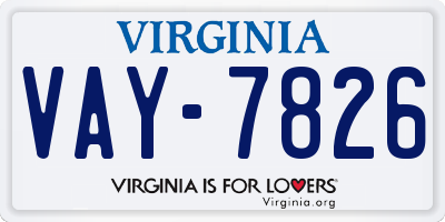 VA license plate VAY7826