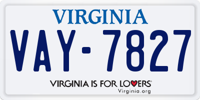 VA license plate VAY7827