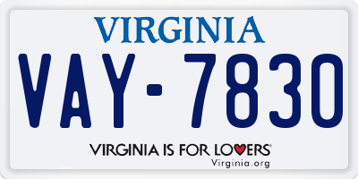 VA license plate VAY7830
