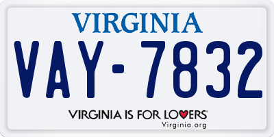 VA license plate VAY7832