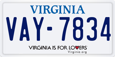 VA license plate VAY7834