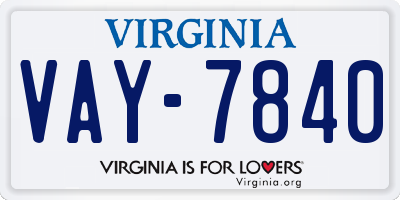 VA license plate VAY7840