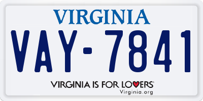 VA license plate VAY7841