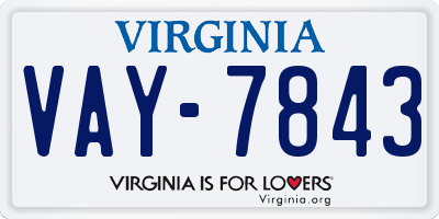 VA license plate VAY7843