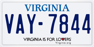 VA license plate VAY7844