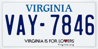 VA license plate VAY7846