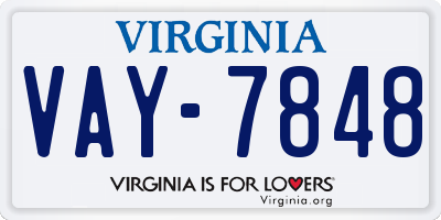 VA license plate VAY7848