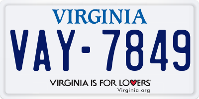 VA license plate VAY7849