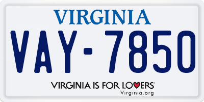 VA license plate VAY7850