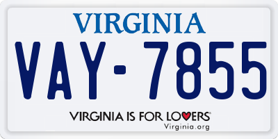 VA license plate VAY7855