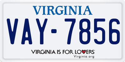 VA license plate VAY7856