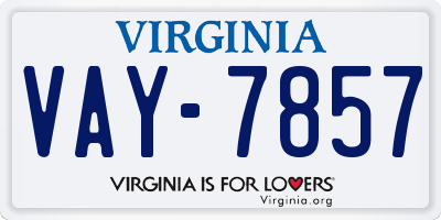 VA license plate VAY7857