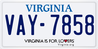 VA license plate VAY7858