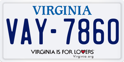 VA license plate VAY7860