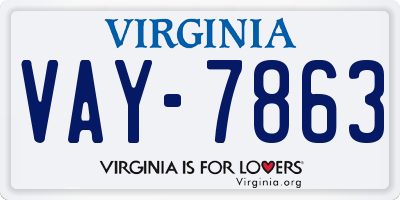 VA license plate VAY7863