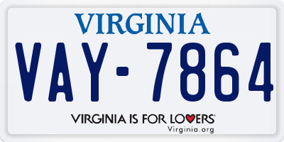 VA license plate VAY7864