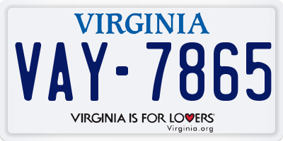 VA license plate VAY7865