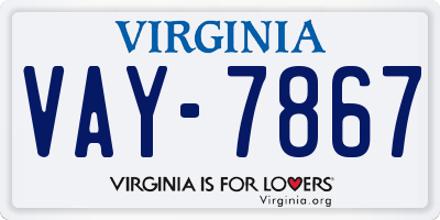 VA license plate VAY7867