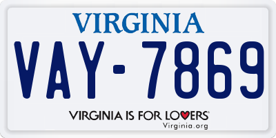 VA license plate VAY7869