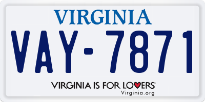 VA license plate VAY7871