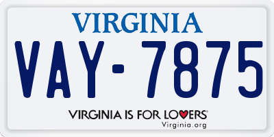 VA license plate VAY7875